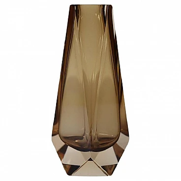 Smoked amber Murano glass vase by Mandruzzato, 1960s