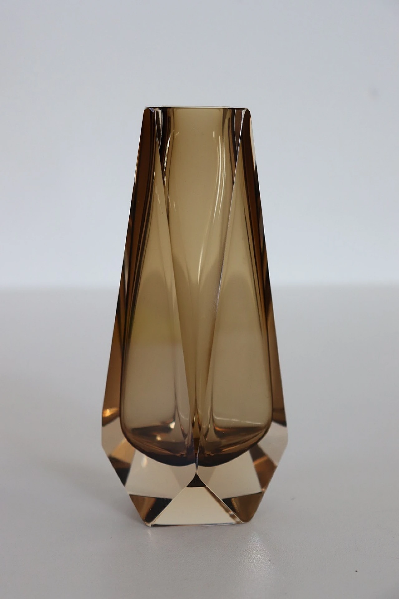 Smoked amber Murano glass vase by Mandruzzato, 1960s 3