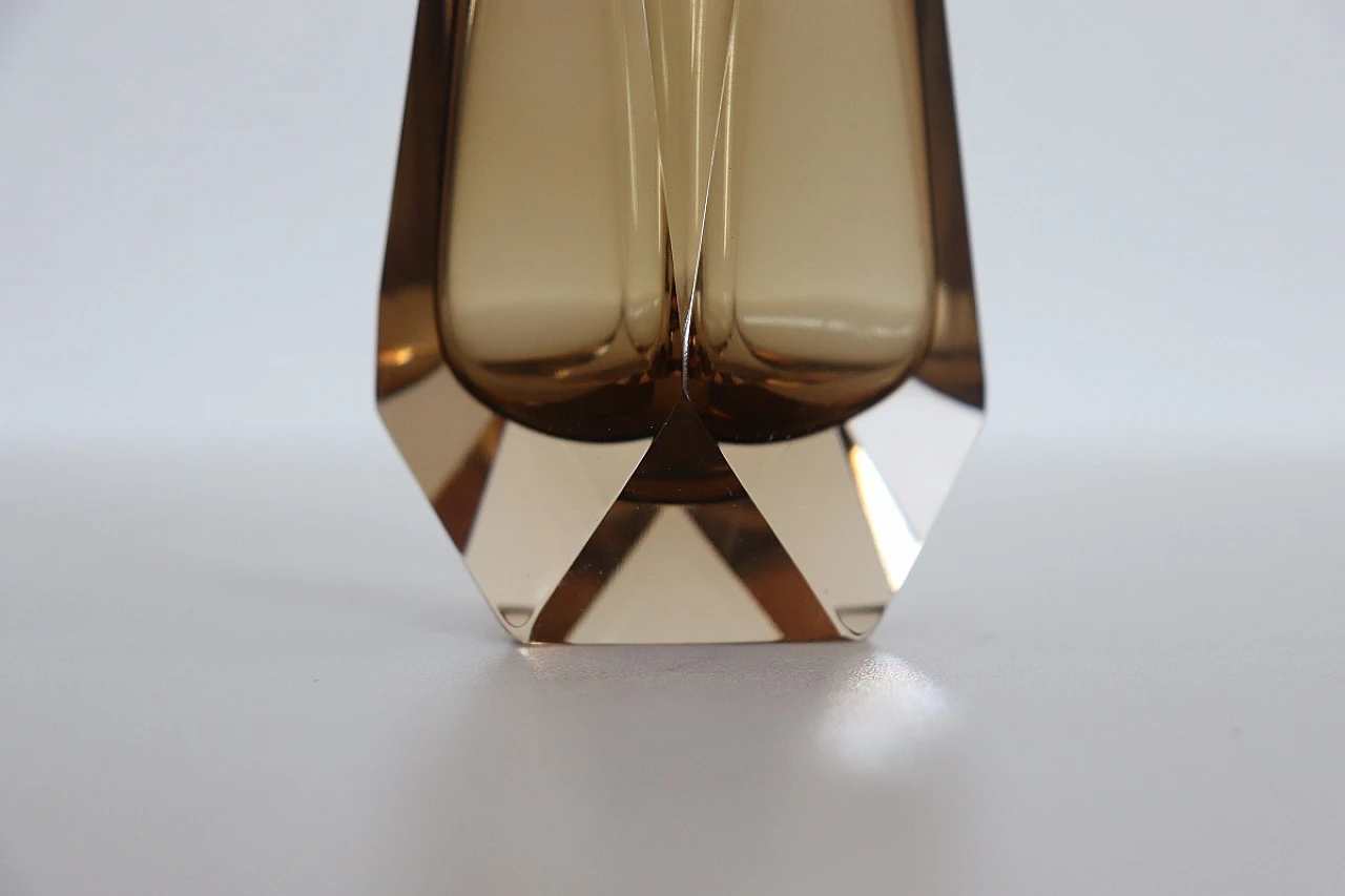 Smoked amber Murano glass vase by Mandruzzato, 1960s 5