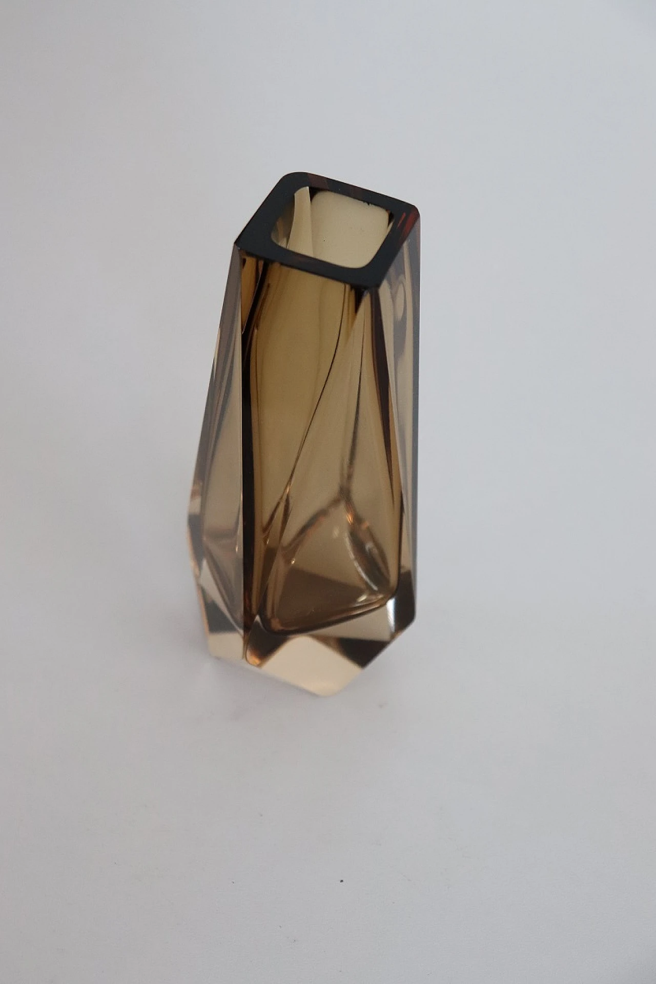 Smoked amber Murano glass vase by Mandruzzato, 1960s 7