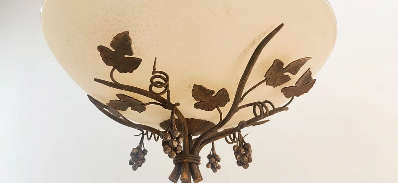 Glass & metal chandelier with vine motifs, 1980s 8