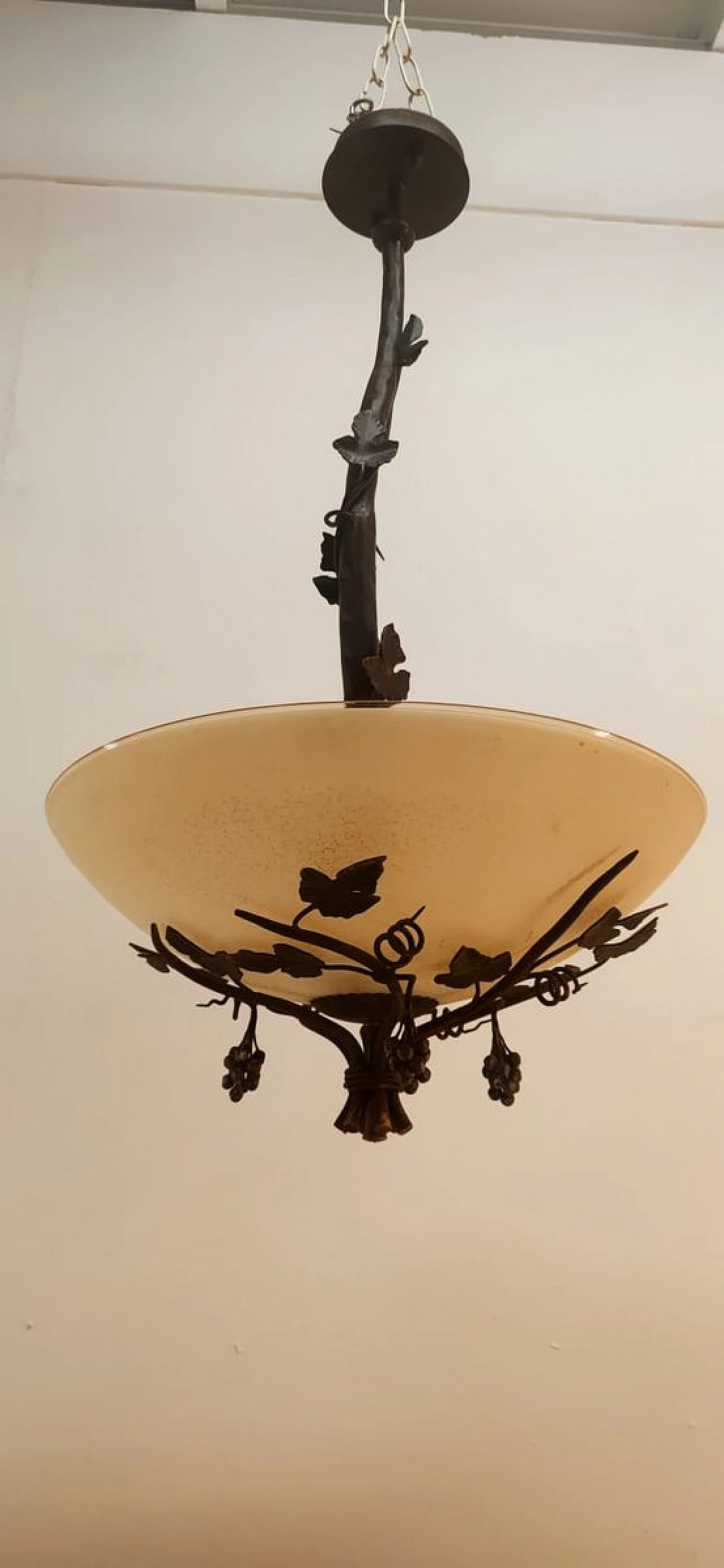 Glass & metal chandelier with vine motifs, 1980s 9