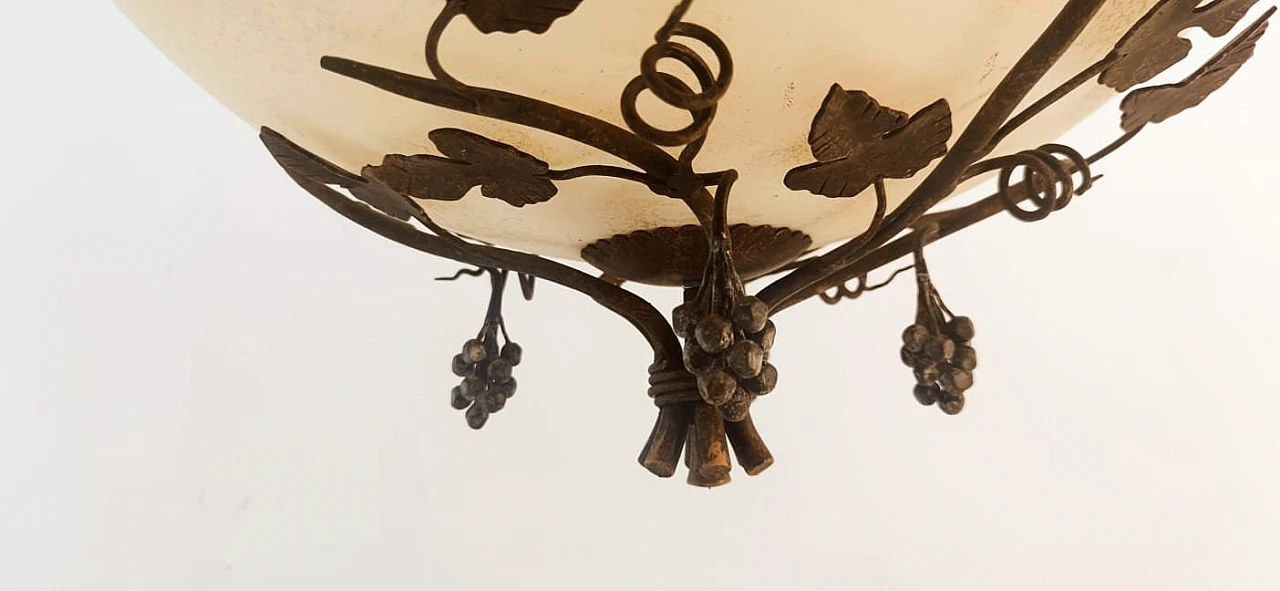 Glass & metal chandelier with vine motifs, 1980s 12