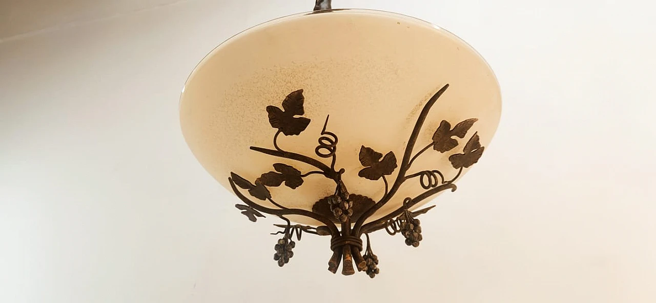 Glass & metal chandelier with vine motifs, 1980s 19