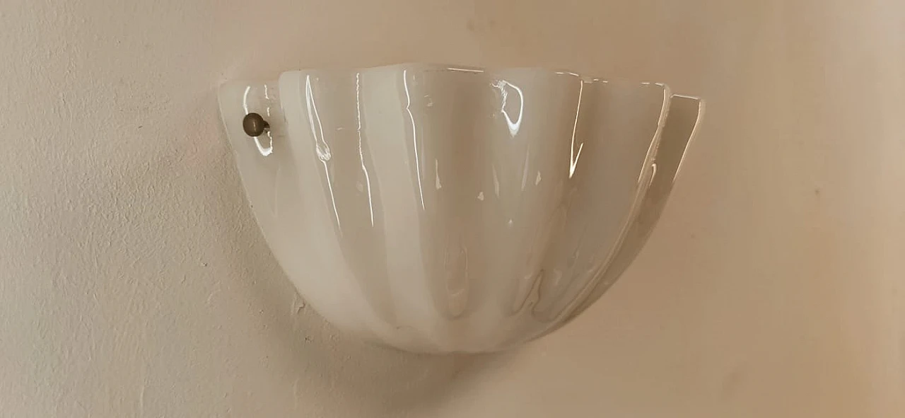 White Murano glass wall light, 1970s 2