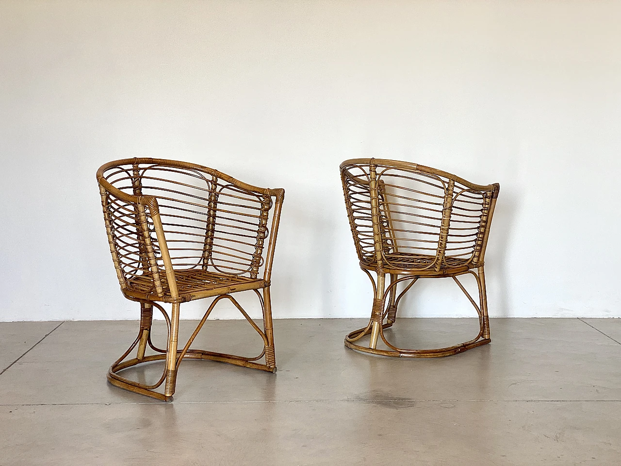 Pair of bamboo armchairs, 1970s 6