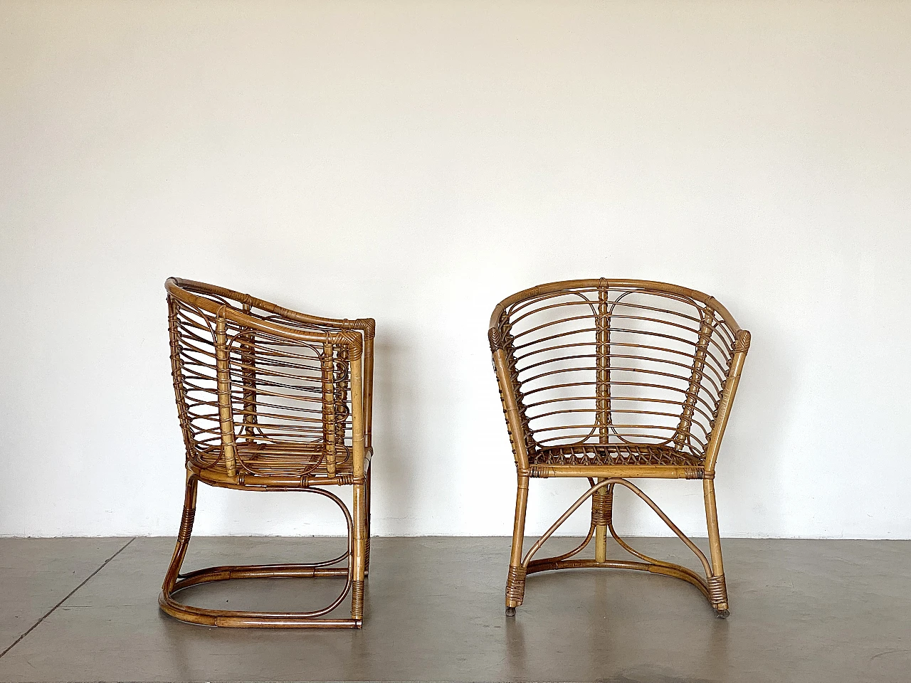 Pair of bamboo armchairs, 1970s 8