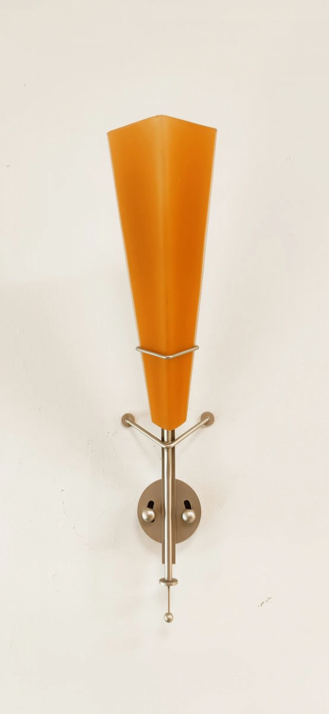 Sputnik wall light in orange Murano glass & metal, 1970s 2