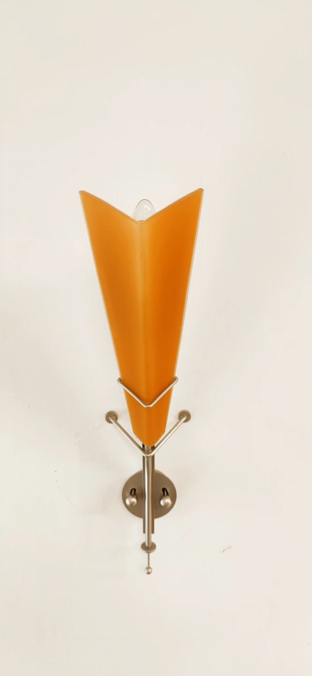 Sputnik wall light in orange Murano glass & metal, 1970s 4