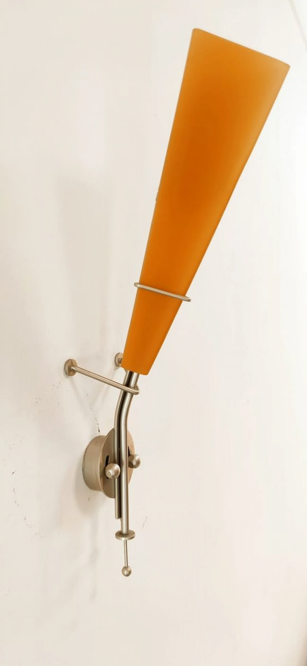 Sputnik wall light in orange Murano glass & metal, 1970s 6