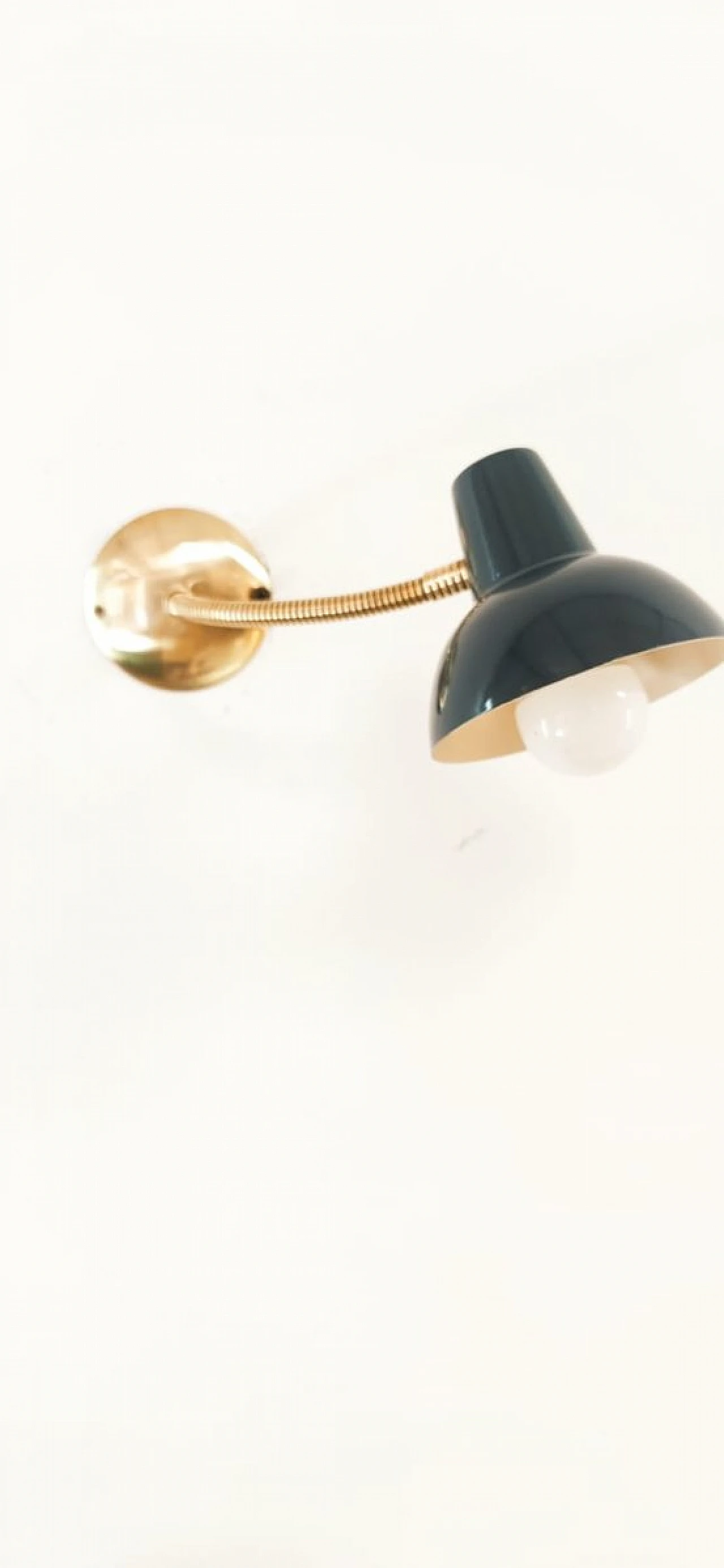 Flexible wall light in brass & black laquered aluminum, 1960s 7