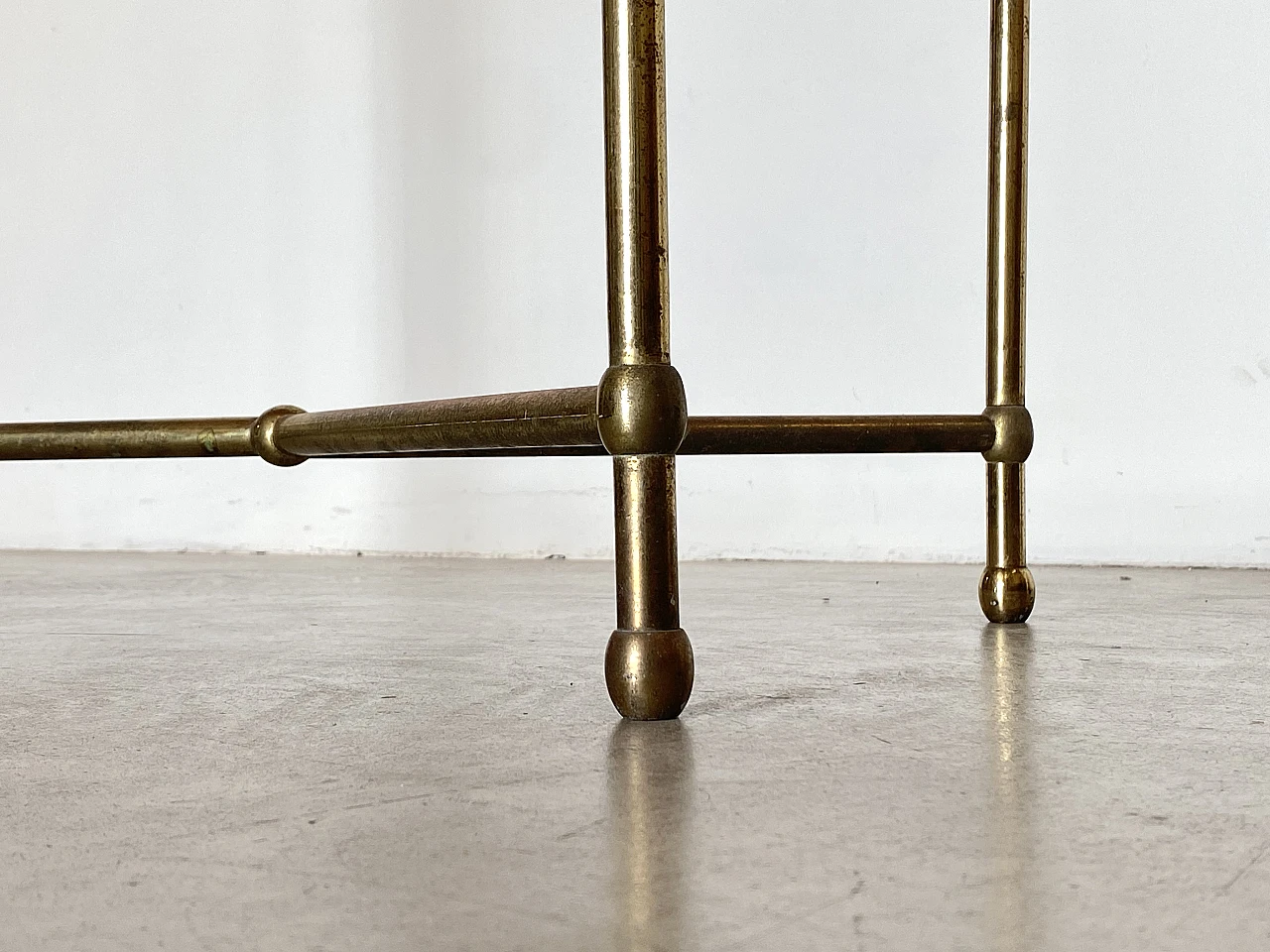 Brass coffee table with red lacquered top, 1950s 2