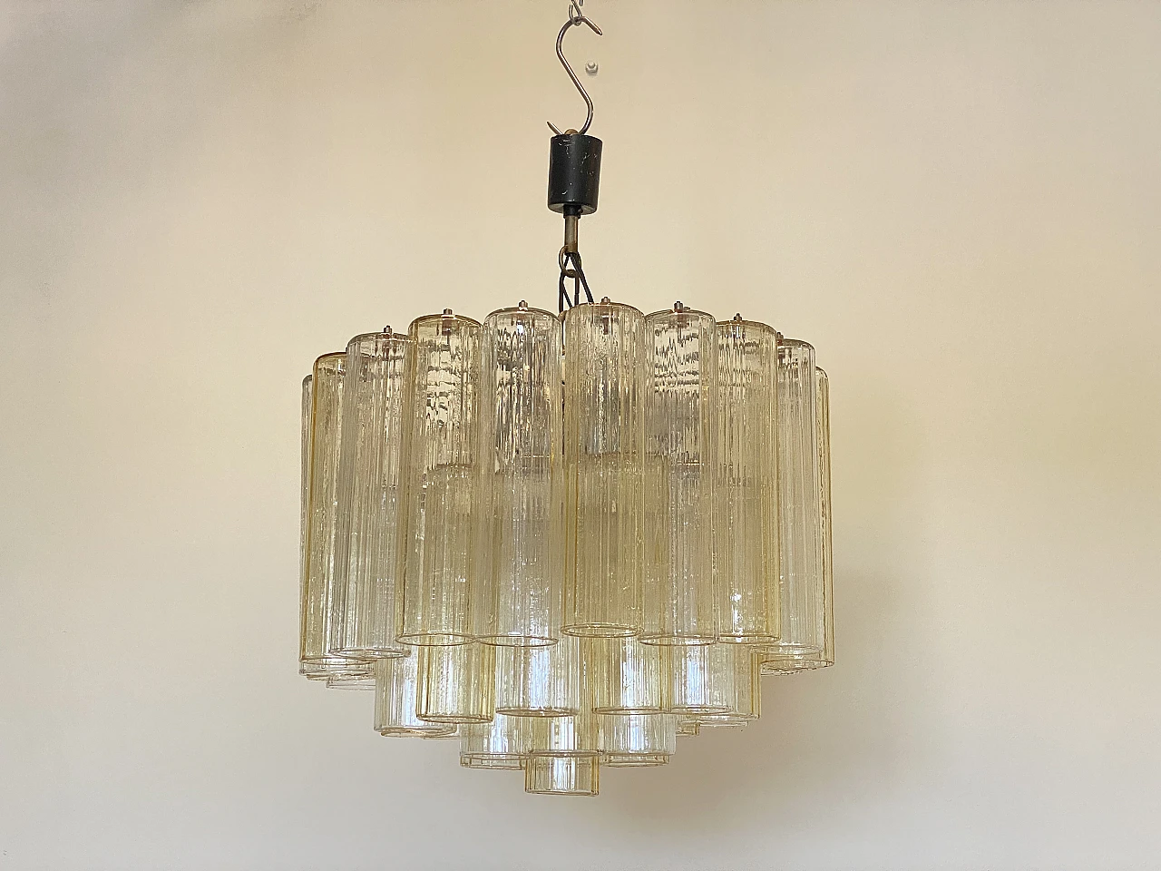 Murano glass and steel chandelier, 1970s 3