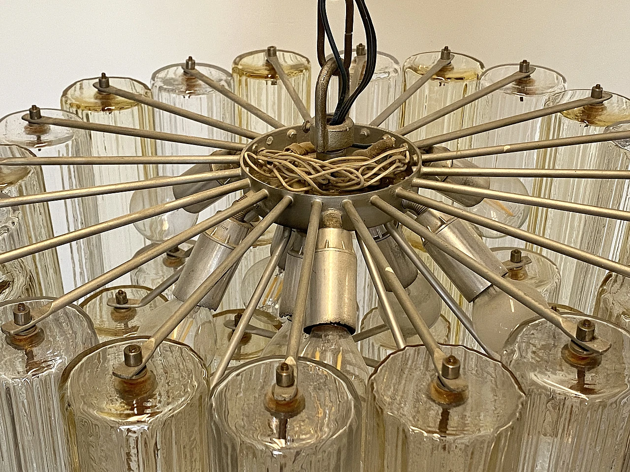 Murano glass and steel chandelier, 1970s 5