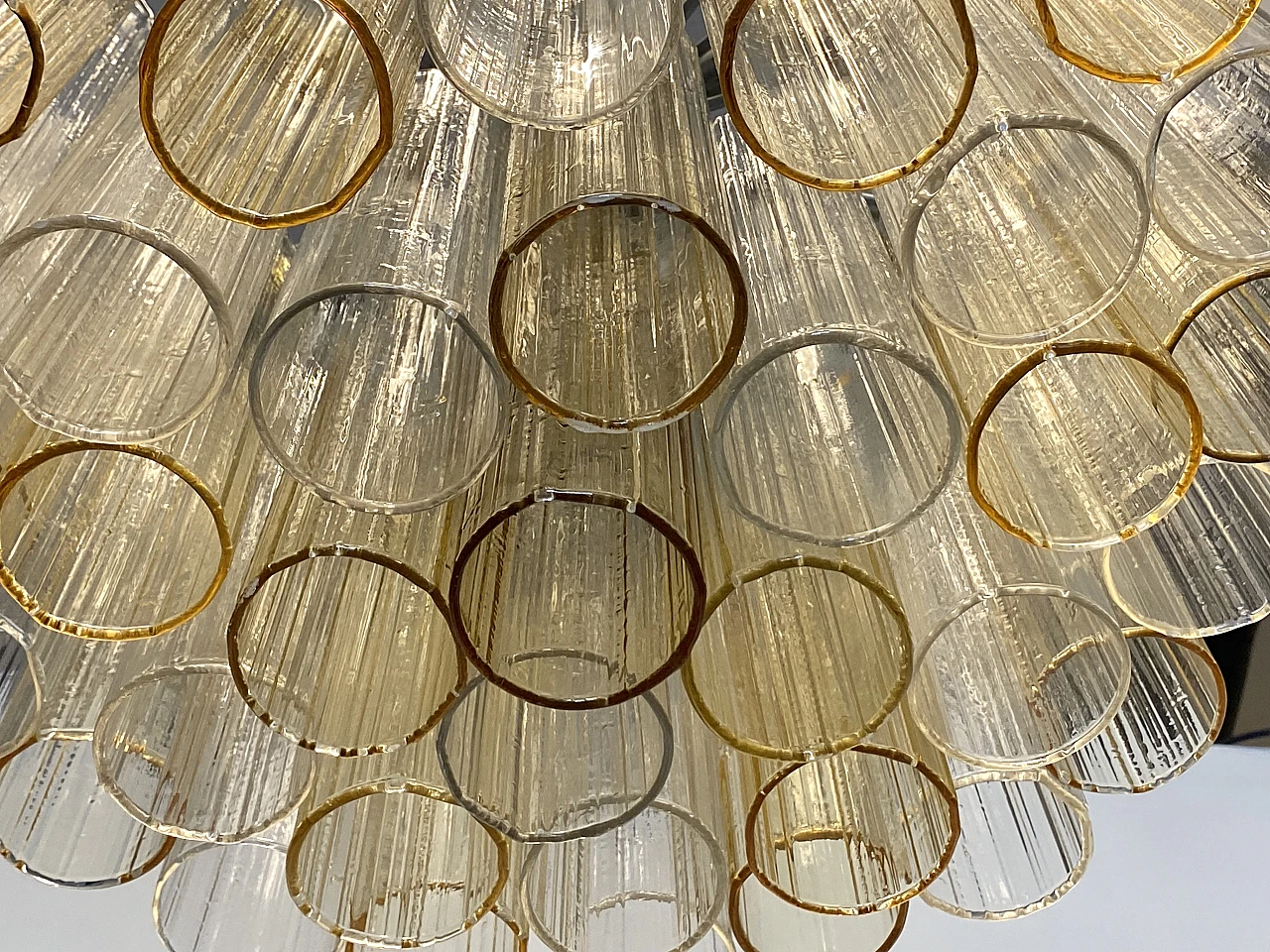 Murano glass and steel chandelier, 1970s 10