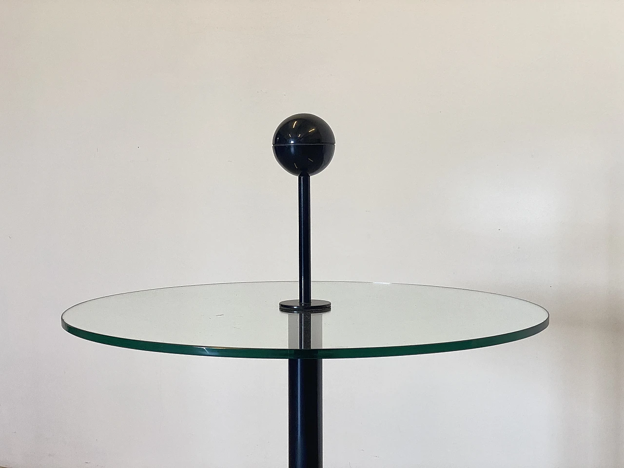 Pair of black lacquered iron and cut glass coffee tables, 1980s 9