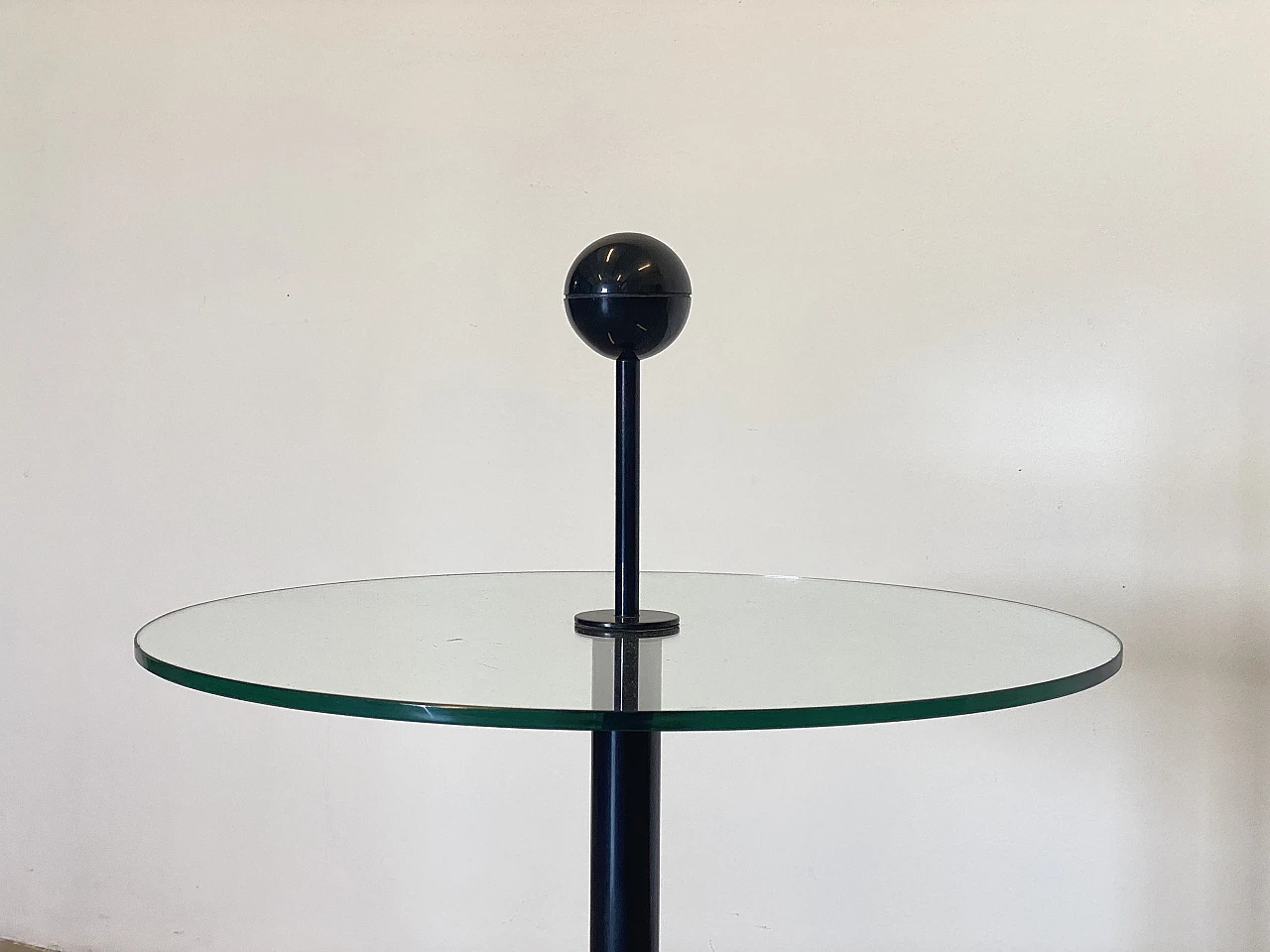 Pair of black lacquered iron and cut glass coffee tables, 1980s 11