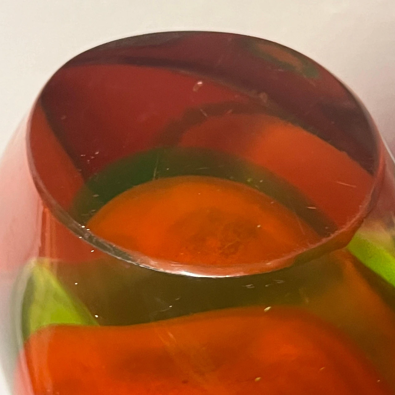 Submerged red Murano glass vase attributed to F. Poli, 1960s 7