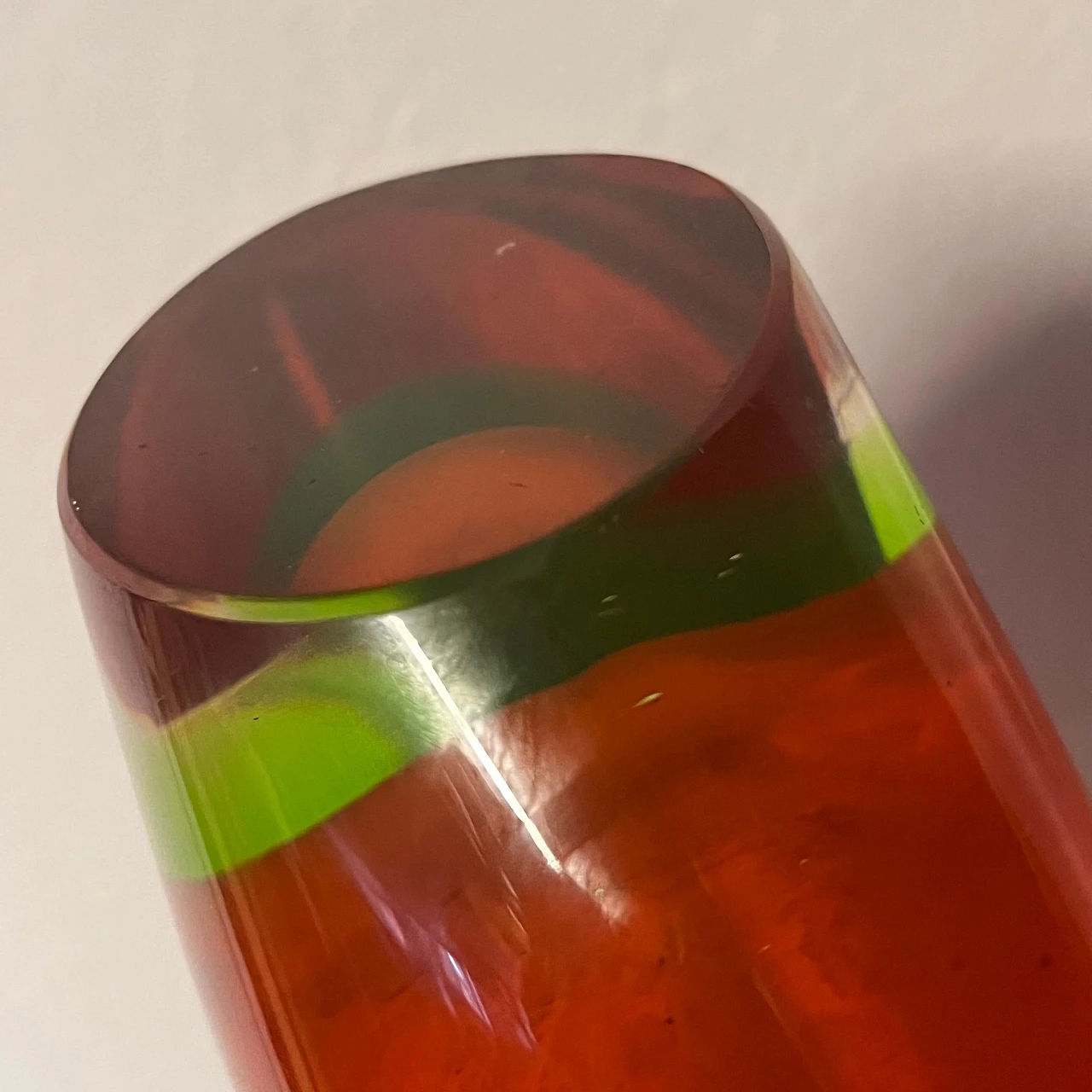 Submerged red Murano glass vase attributed to F. Poli, 1960s 8