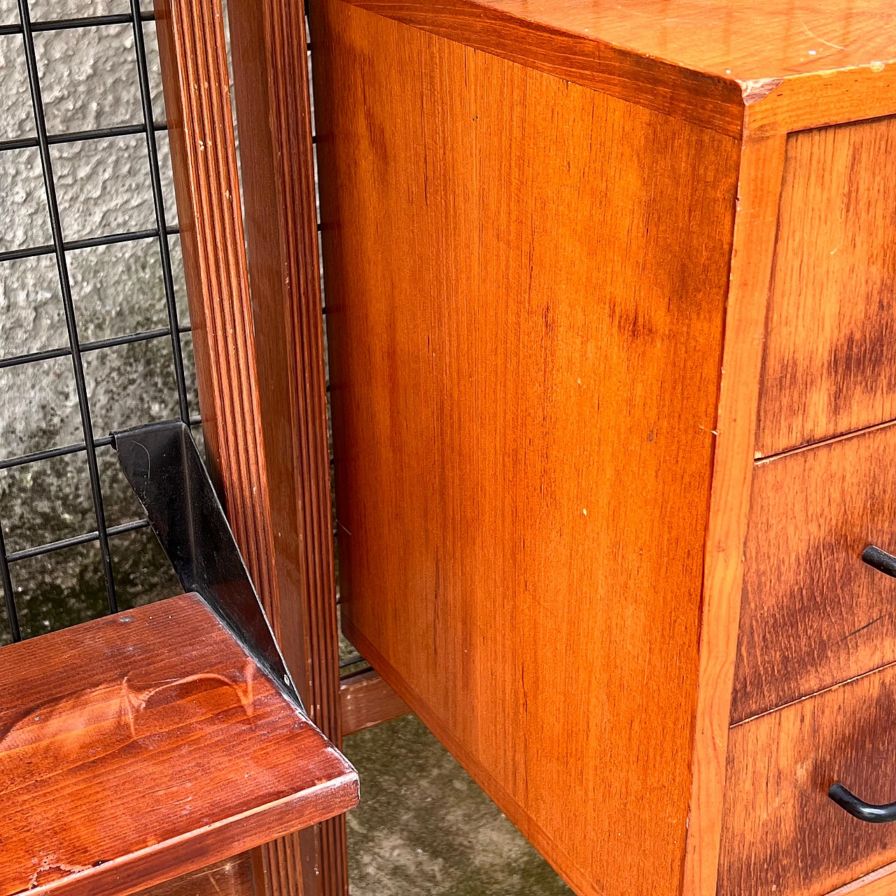 Modular wall unit in metal & wood with bookshelf & drawers, 1960s 10