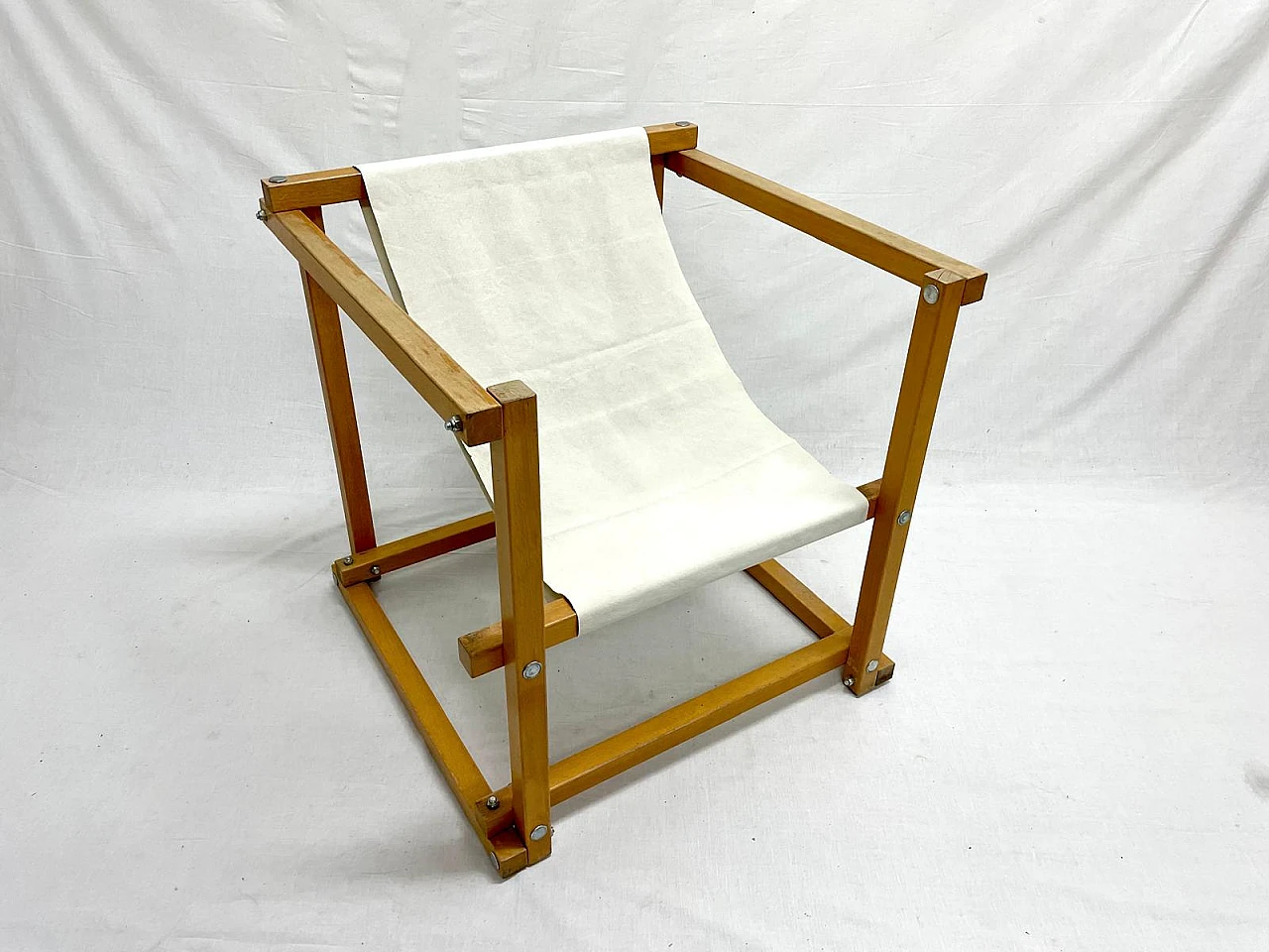 Wood and canvas armchair by Pino Pedano, 1970s 1