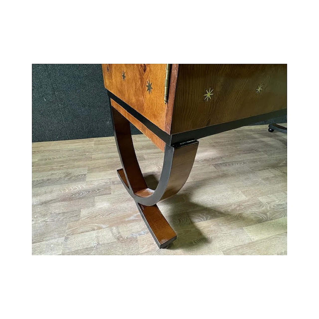 Ash-root bar cabinet with brass inlays, 1970s 16