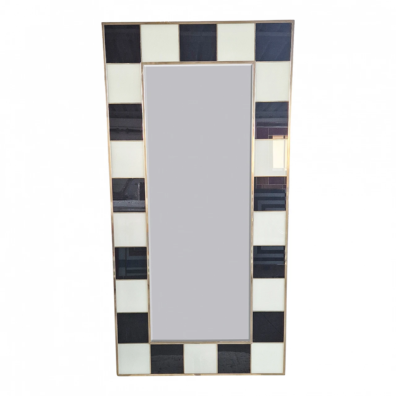 Black and white glass backlit mirror, 1990s 1