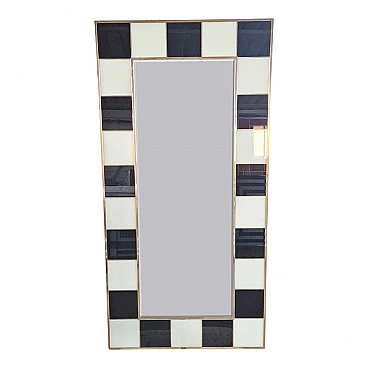 Black and white glass backlit mirror, 1990s