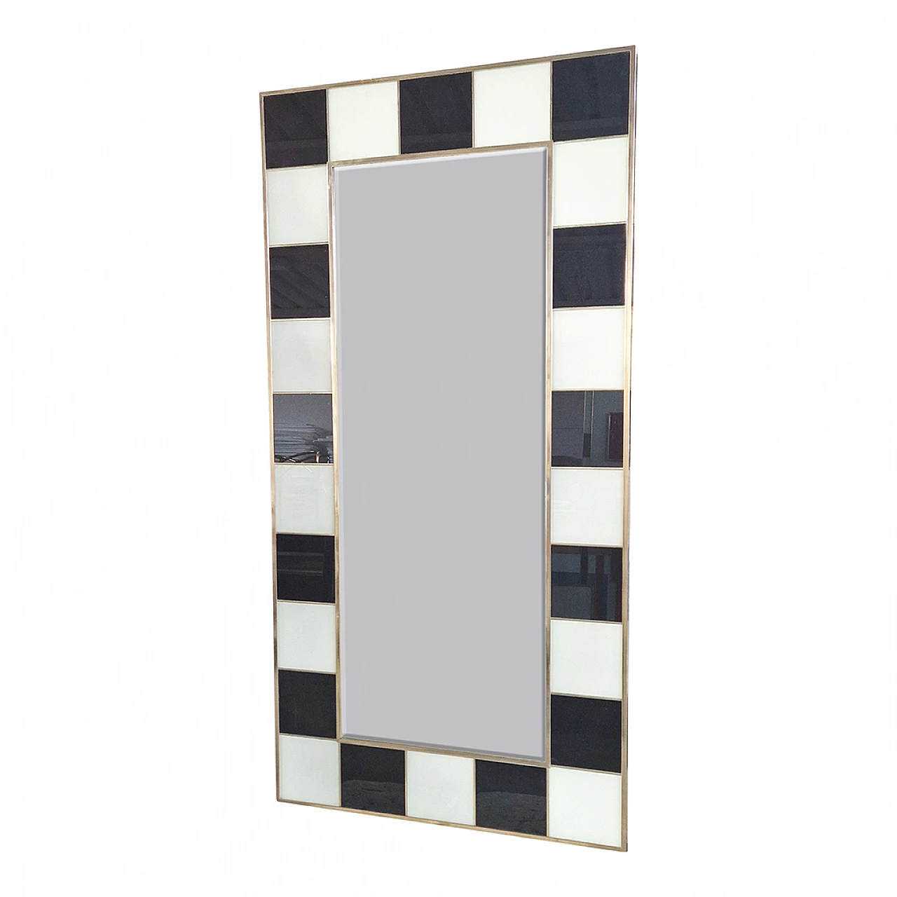 Black and white glass backlit mirror, 1990s 3