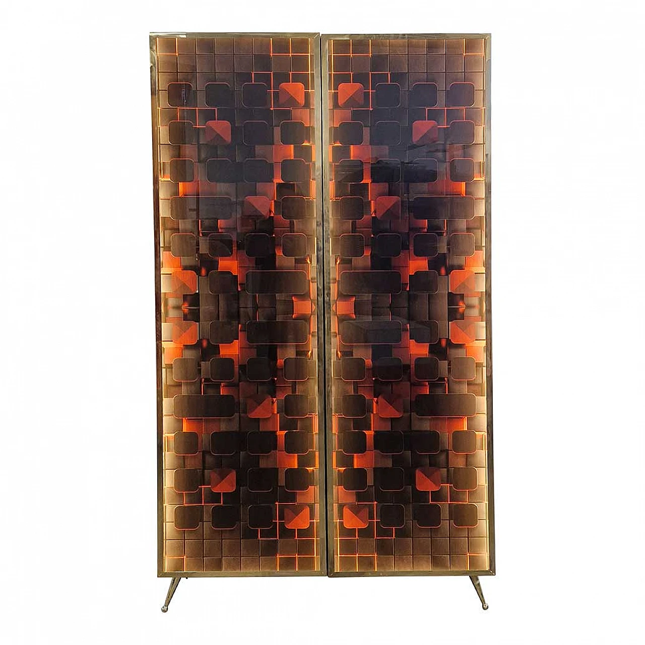 Wood and glass illuminated wardrobe, 1990s 3