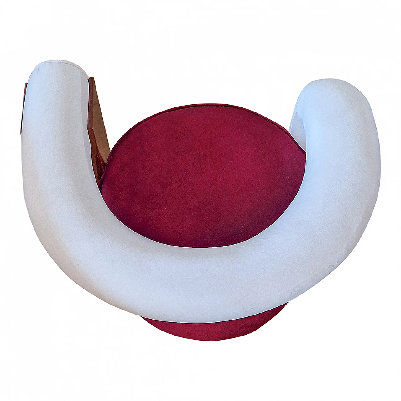 Asymmetrical velvet and wood armchair, 1990s 9