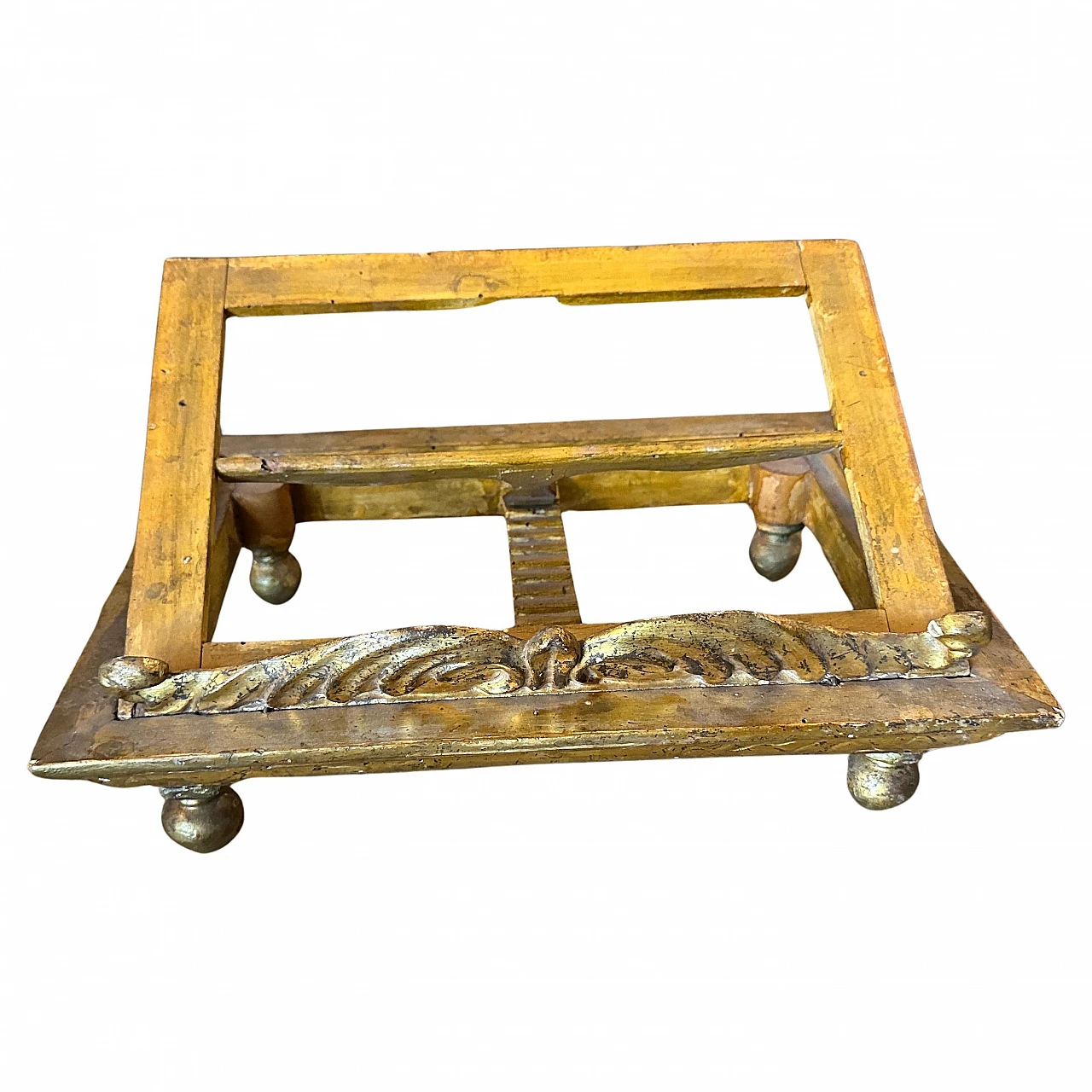 Baroque style book stand in hand-carved gilded wood, 1850s 1