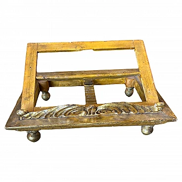 Baroque style book stand in hand-carved gilded wood, 1850s