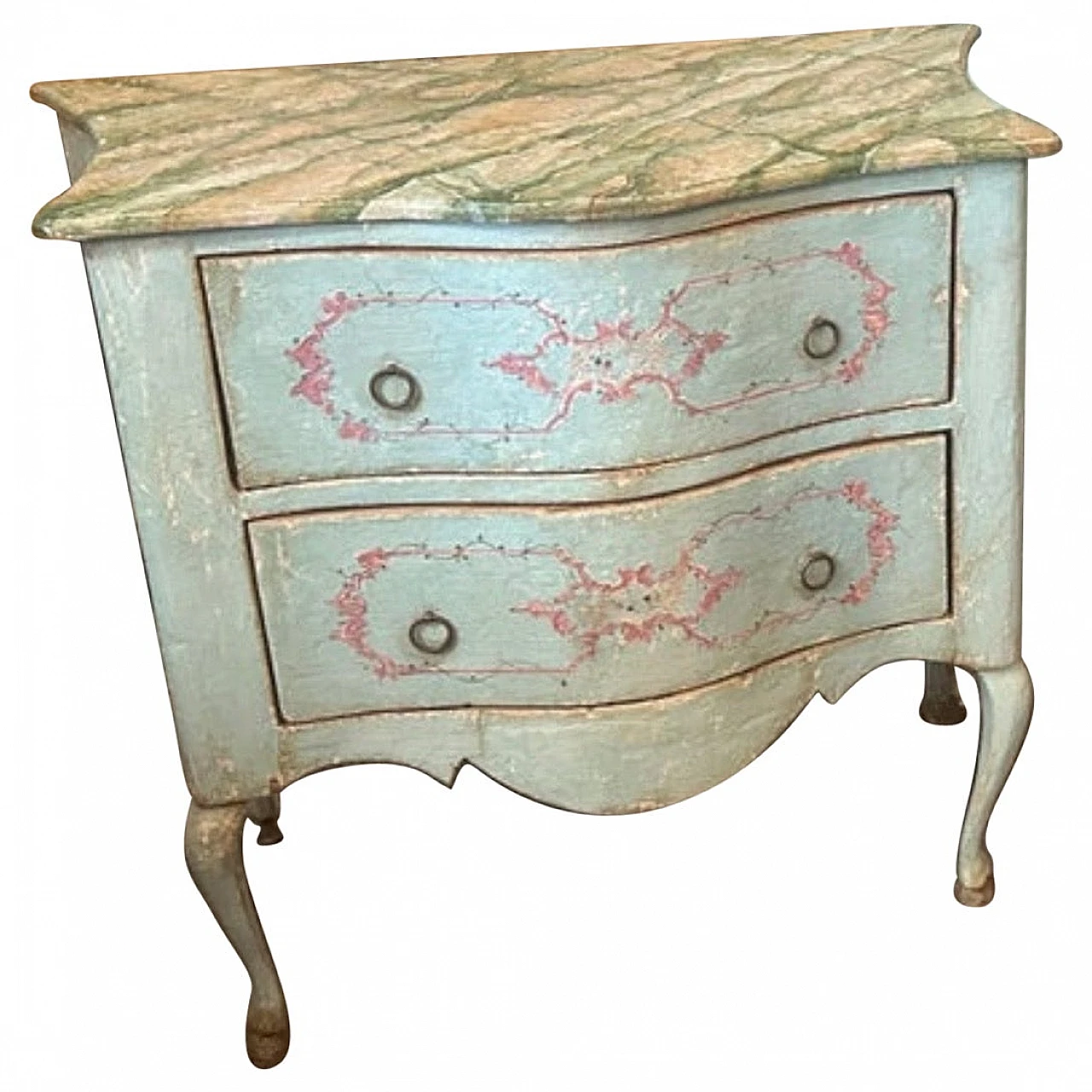 Louis XV style lacquered wood dresser with floral motifs, 19th century 1