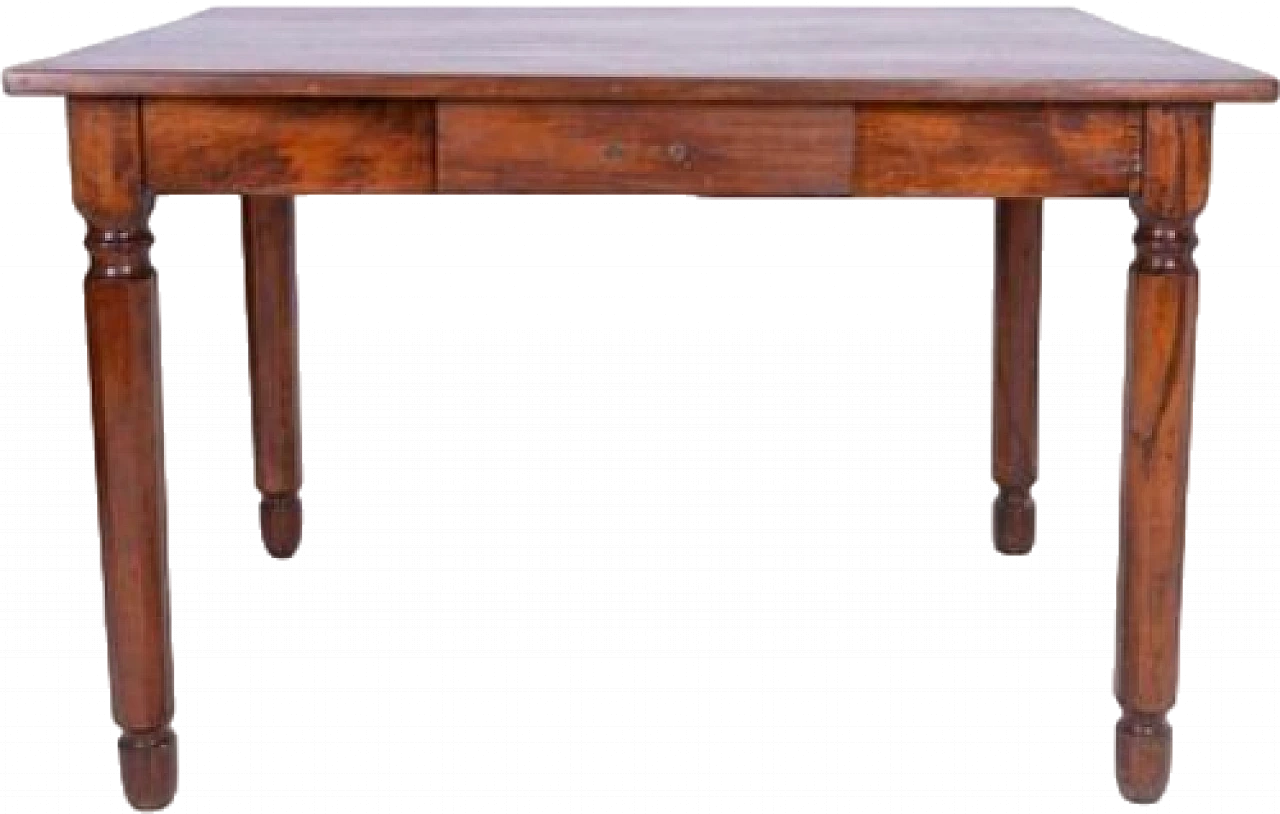 Wooden side table with turned legs and drawer, 2000s 8