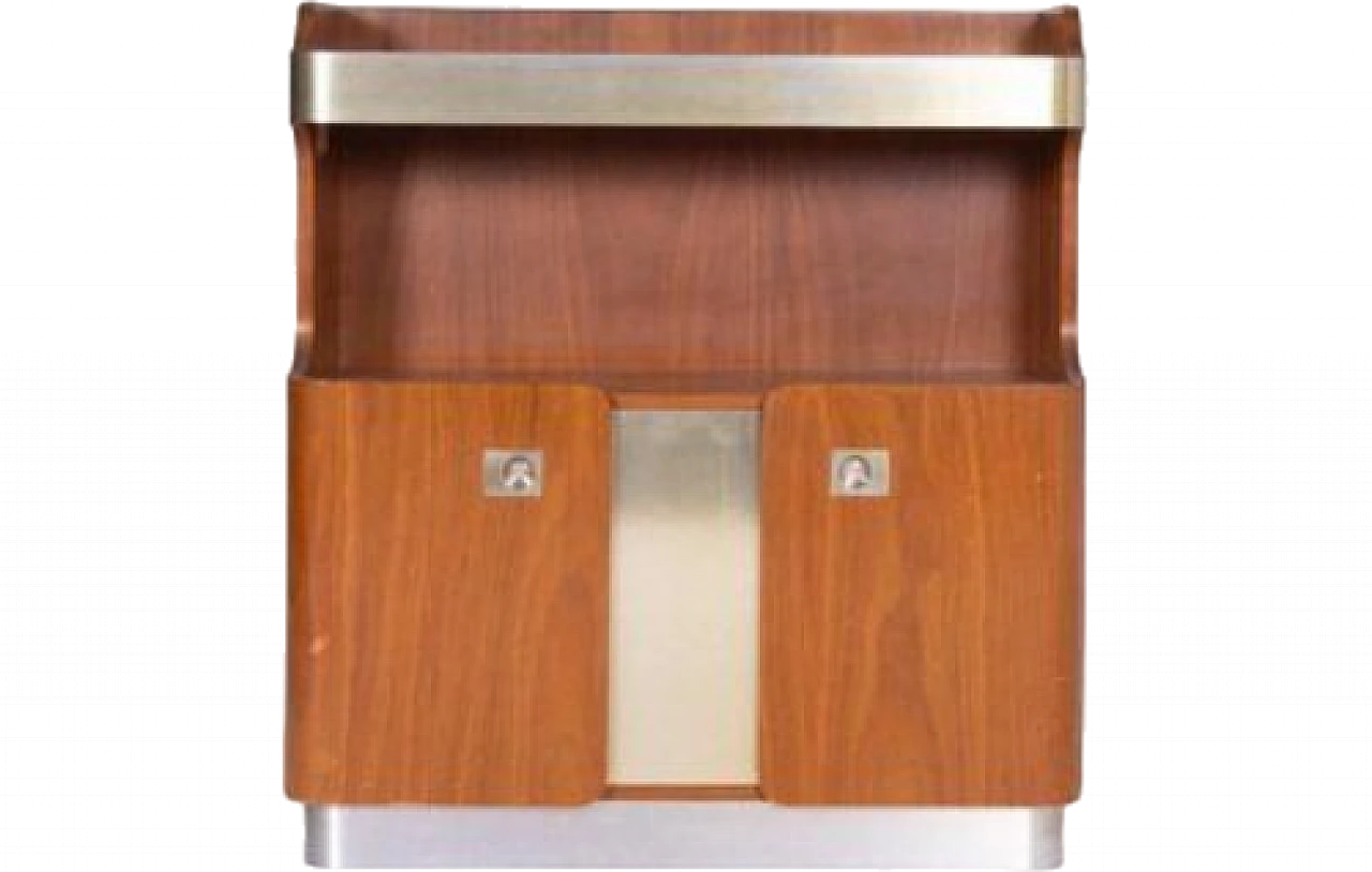 Wooden cabinet with satin metal details with 2 doors, 2000s 8