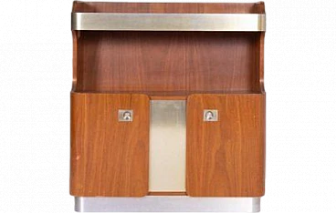 Wooden cabinet with satin metal details with 2 doors, 2000s