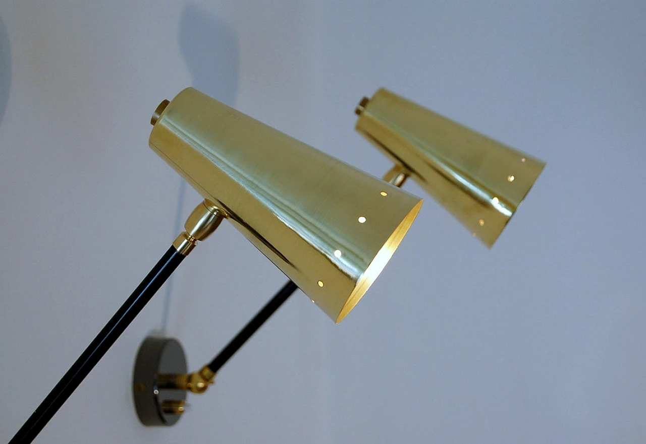 Brass, nickel-plated brass and lacquered metal wall light by Deyroo 2