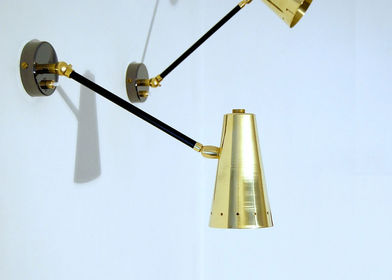 Brass, nickel-plated brass and lacquered metal wall light by Deyroo 5