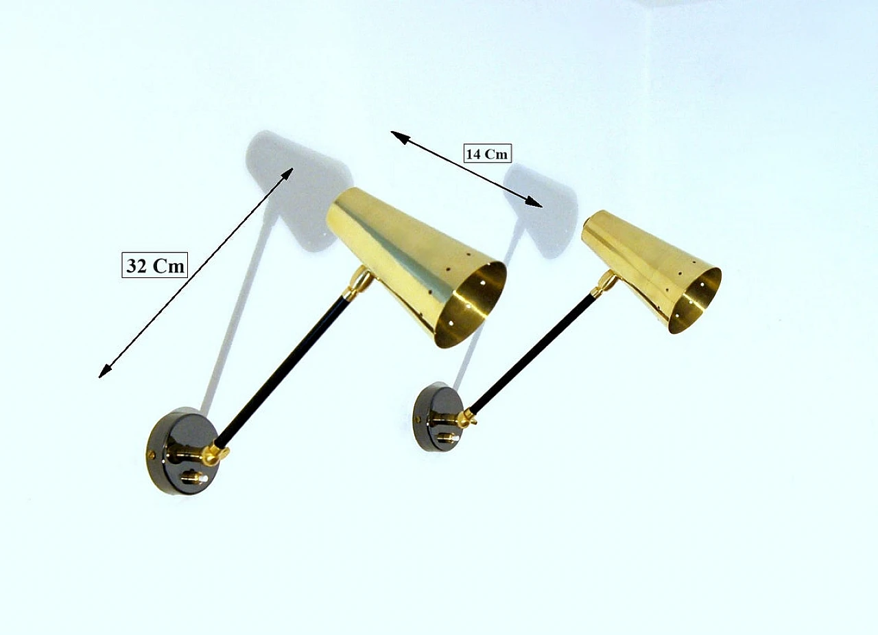 Brass, nickel-plated brass and lacquered metal wall light by Deyroo 8