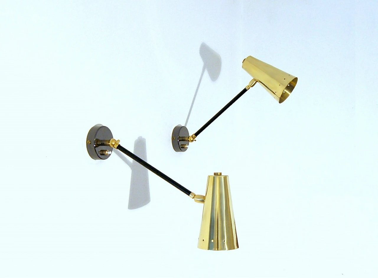 Brass, nickel-plated brass and lacquered metal wall light by Deyroo 9