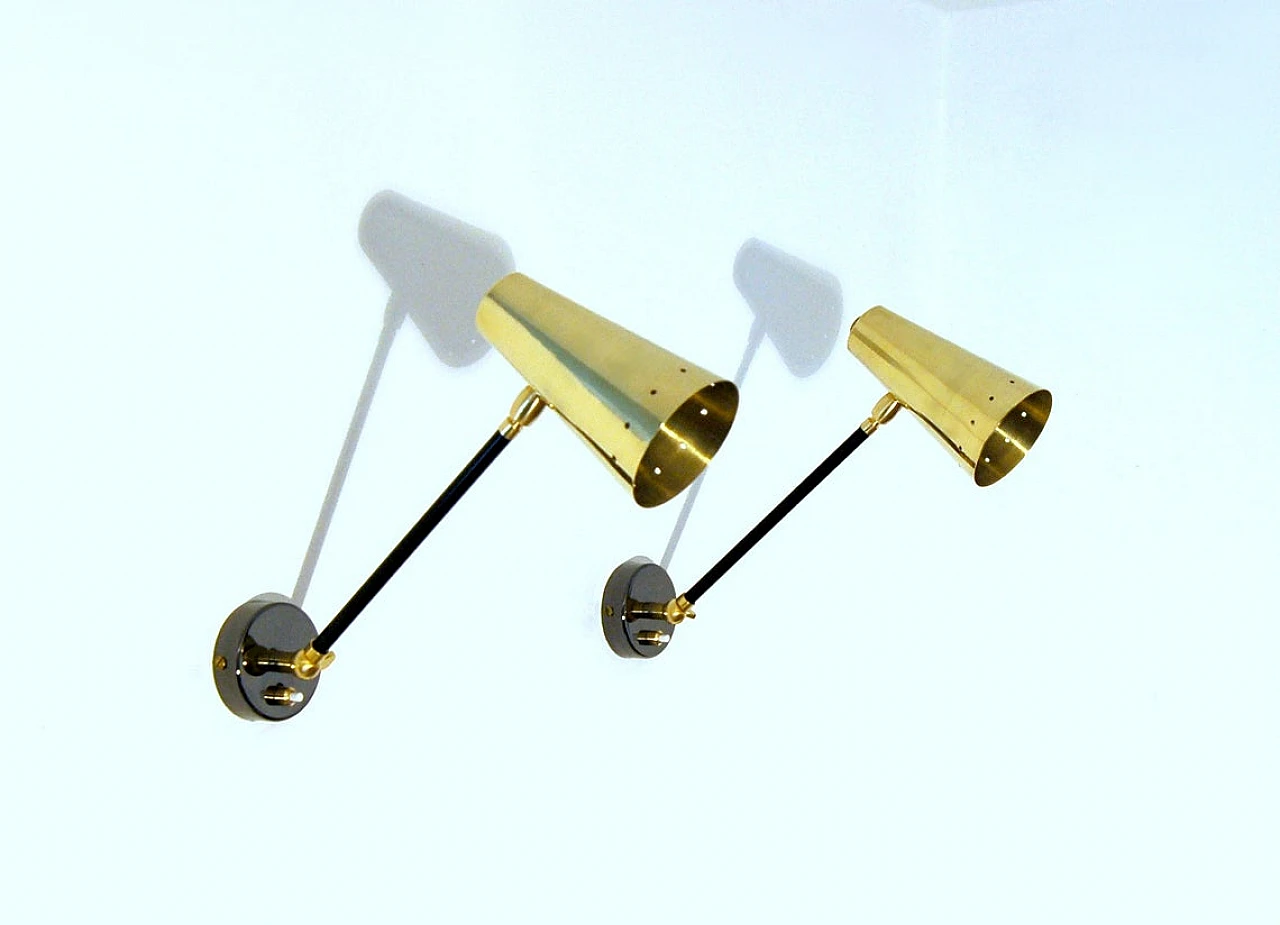 Brass, nickel-plated brass and lacquered metal wall light by Deyroo 10