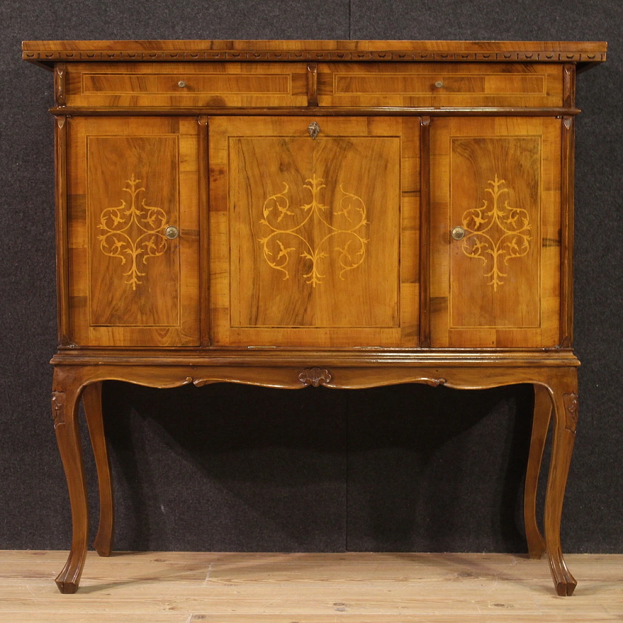 Venetian inlaid sideboard in walnut, maple and fruitwood, 1960s 2