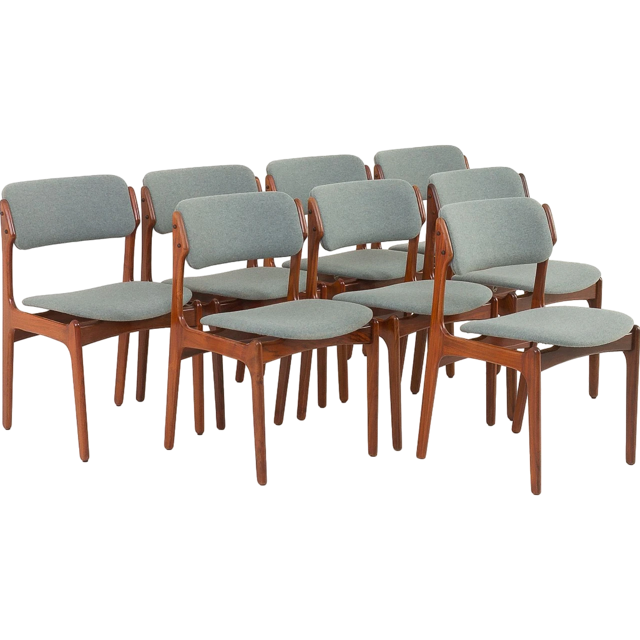 8 OD-49 chairs in rosewood and fabric by Erik Buch, 1960s 2