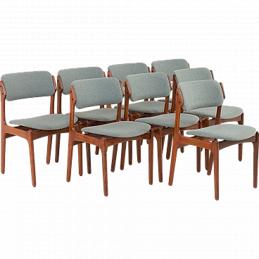 8 OD-49 chairs in rosewood and fabric by Erik Buch, 1960s