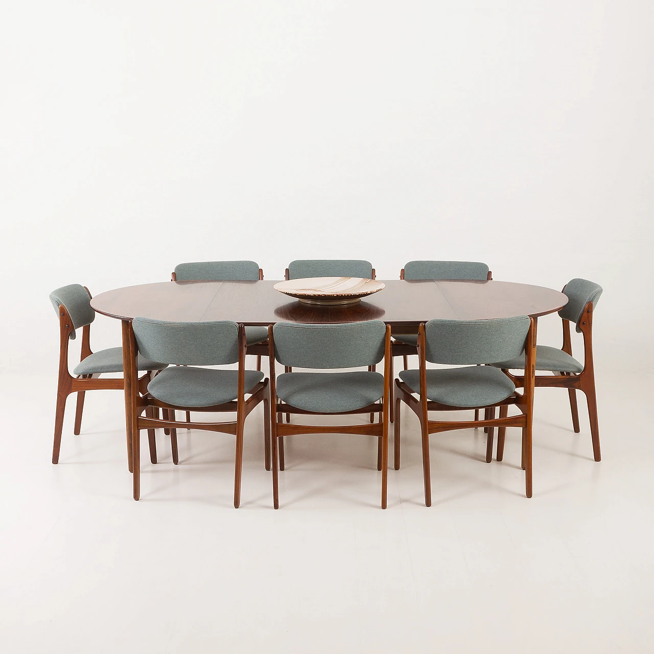 8 OD-49 chairs in rosewood and fabric by Erik Buch, 1960s 3