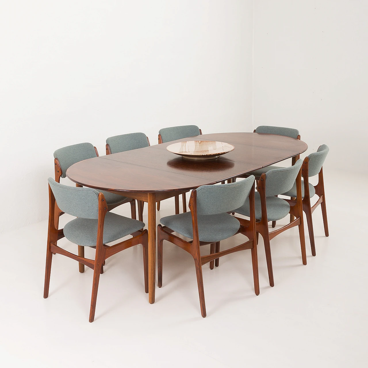 8 OD-49 chairs in rosewood and fabric by Erik Buch, 1960s 4