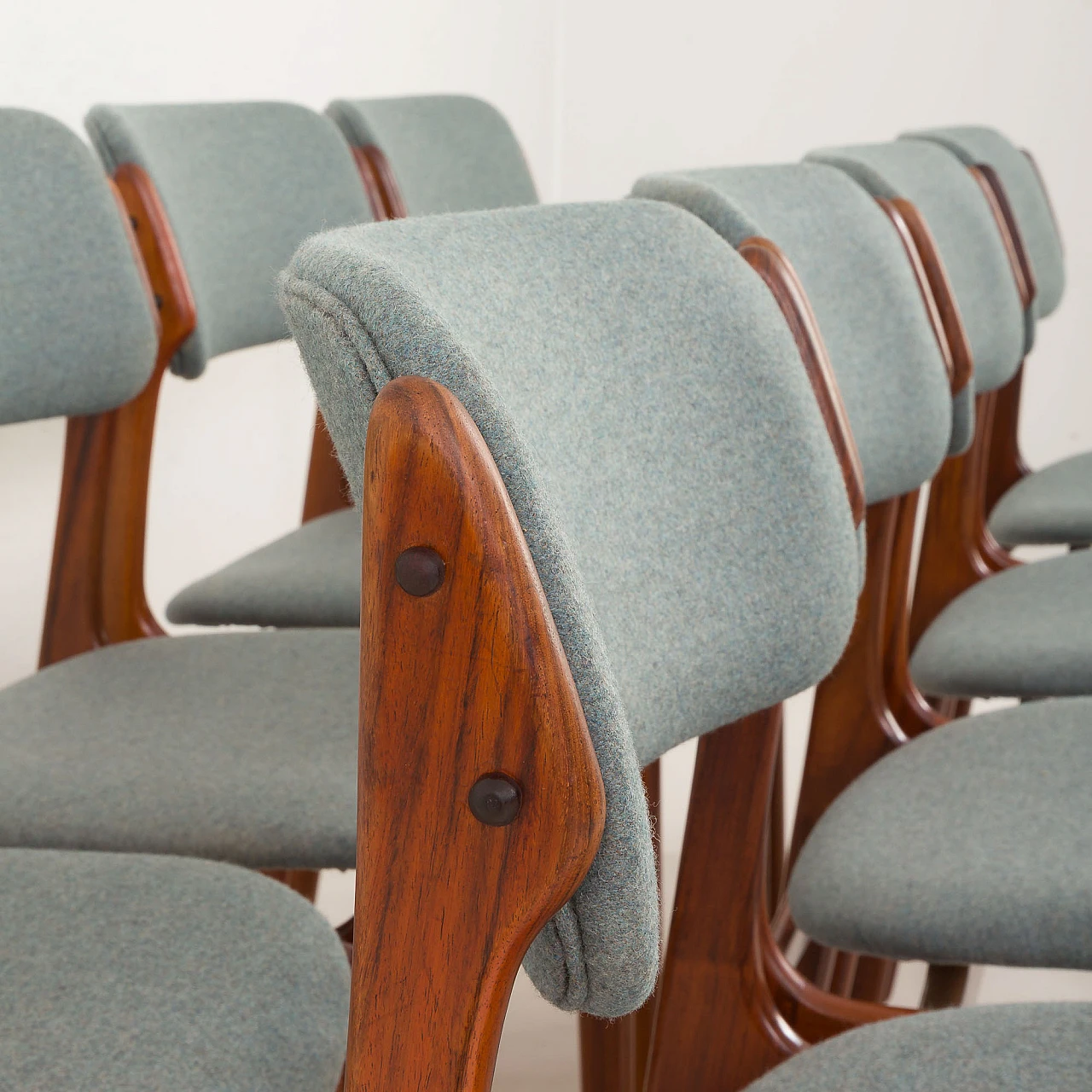 8 OD-49 chairs in rosewood and fabric by Erik Buch, 1960s 7