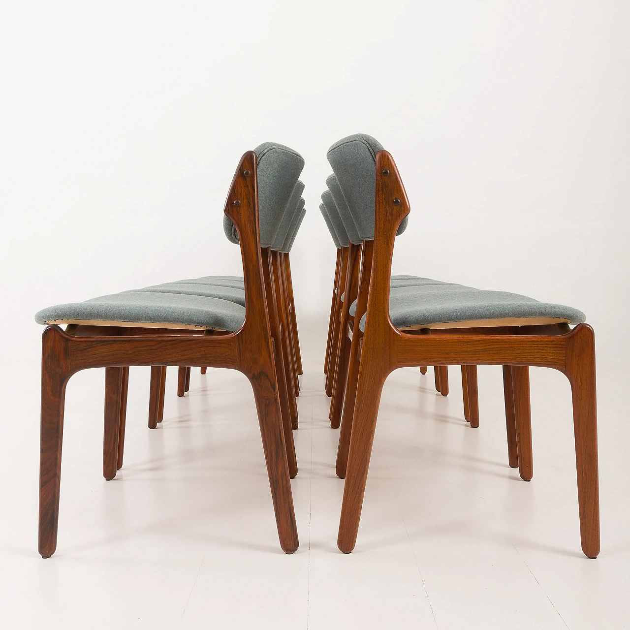 8 OD-49 chairs in rosewood and fabric by Erik Buch, 1960s 10