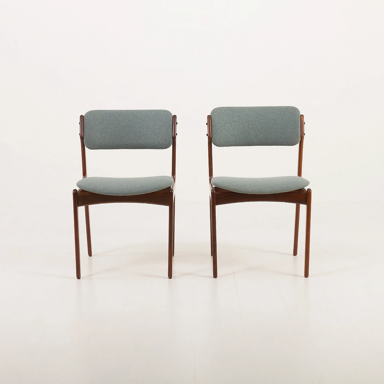 8 OD-49 chairs in rosewood and fabric by Erik Buch, 1960s 16